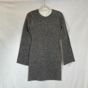 Good American Silver Shimmer Metallic Mini Dress Bell Sleeve Party S Small/1